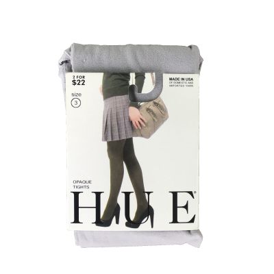 Hue Women Opaque Tights 1 Pair Sz 3 Coin Gray Denier 40